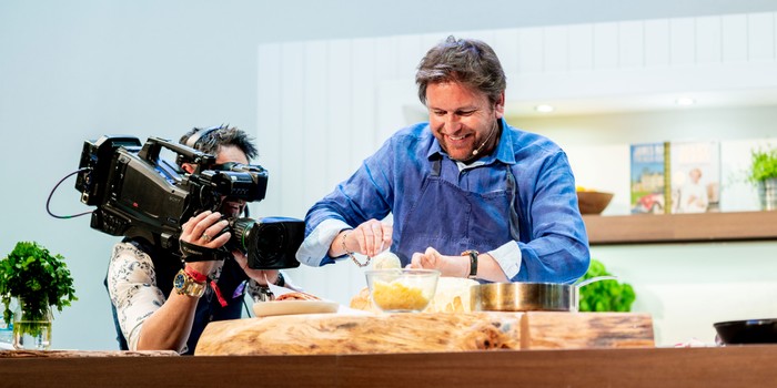James Martin performing on stage at the Good Food Show James Martin performing on stage at the Good Food Show