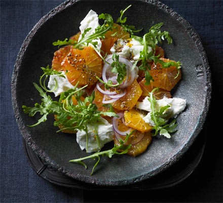 Blood orange, mozzarella and rocket salad